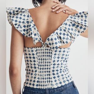 Madewell shibori-printed diamonds V-back top